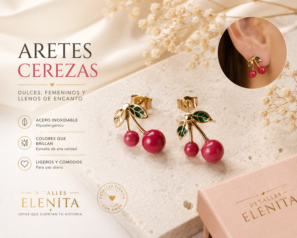 Aretes Cerezas Detalles Elenita