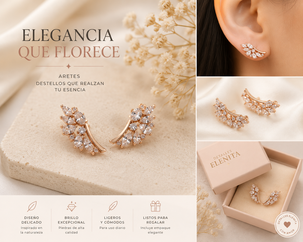 Aretes Elegancia que Florece Detalles Elenita