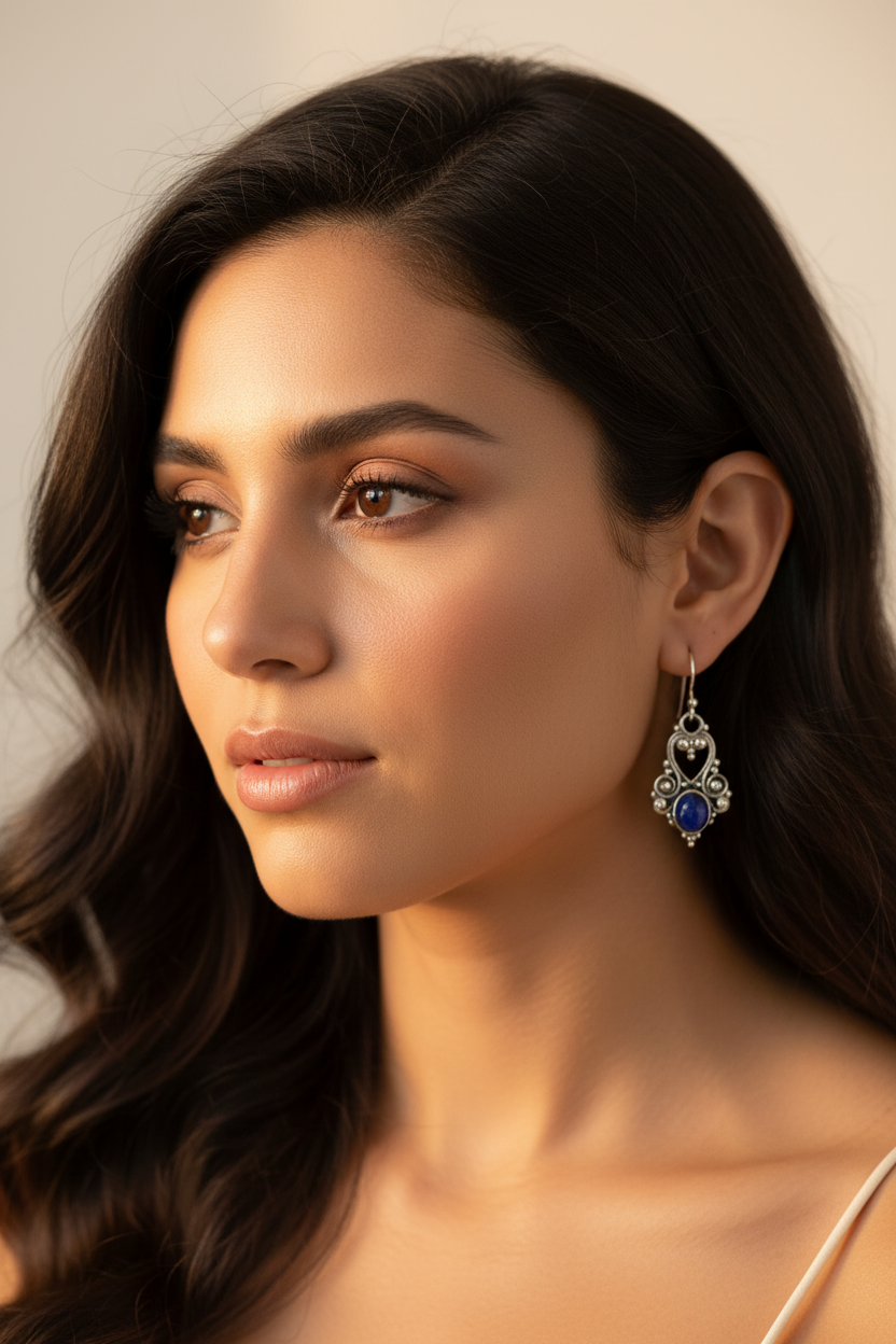 Aretes barroco lapislázuli lifestyle mujer