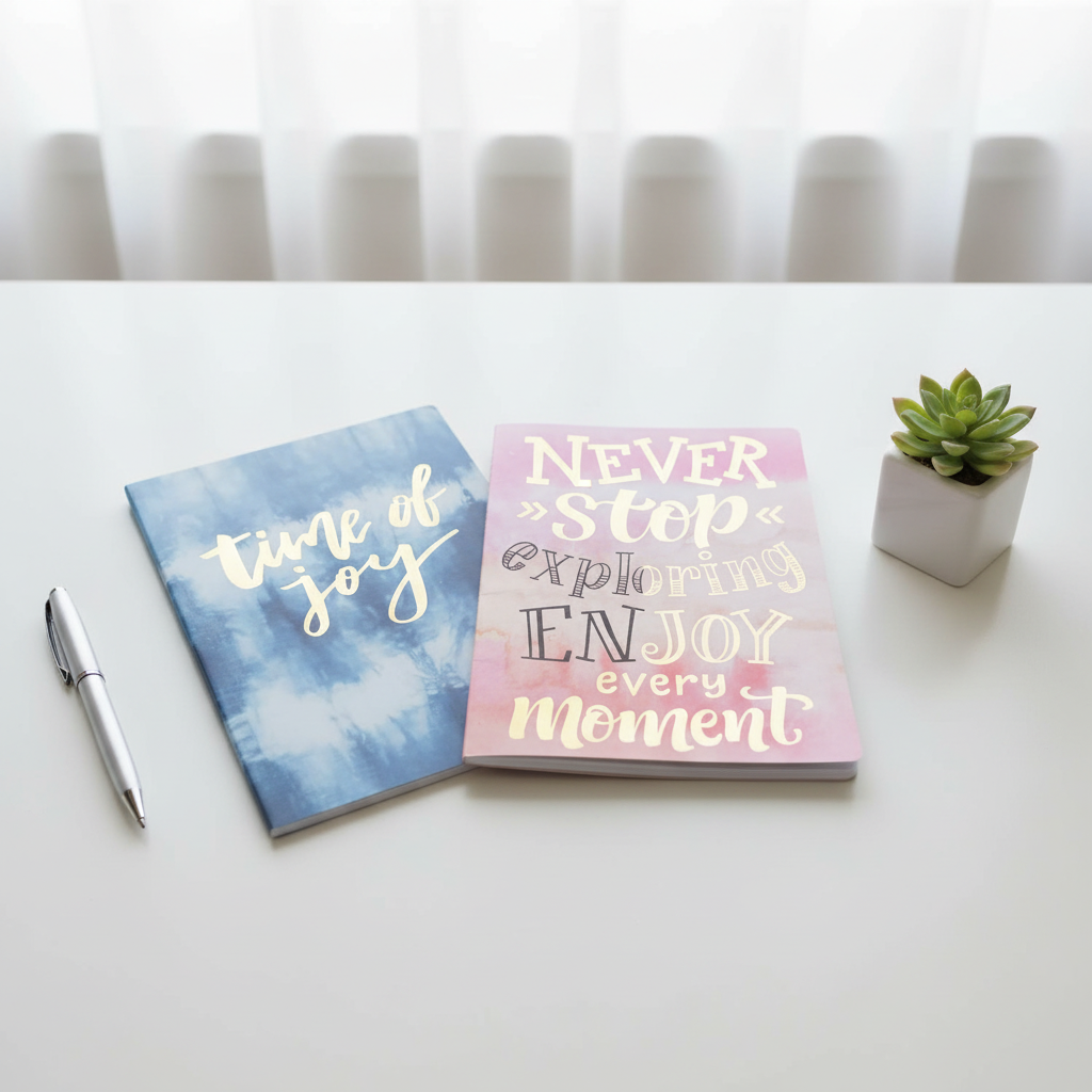 Pack 2 cuadernos Color Explosion en escritorio minimalista