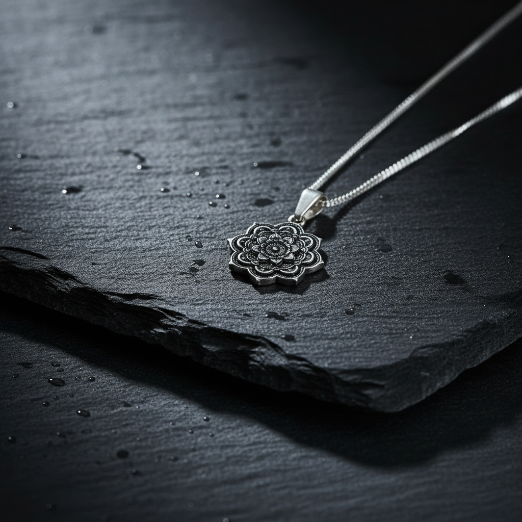 Mandala flat lay pizarra oscura
