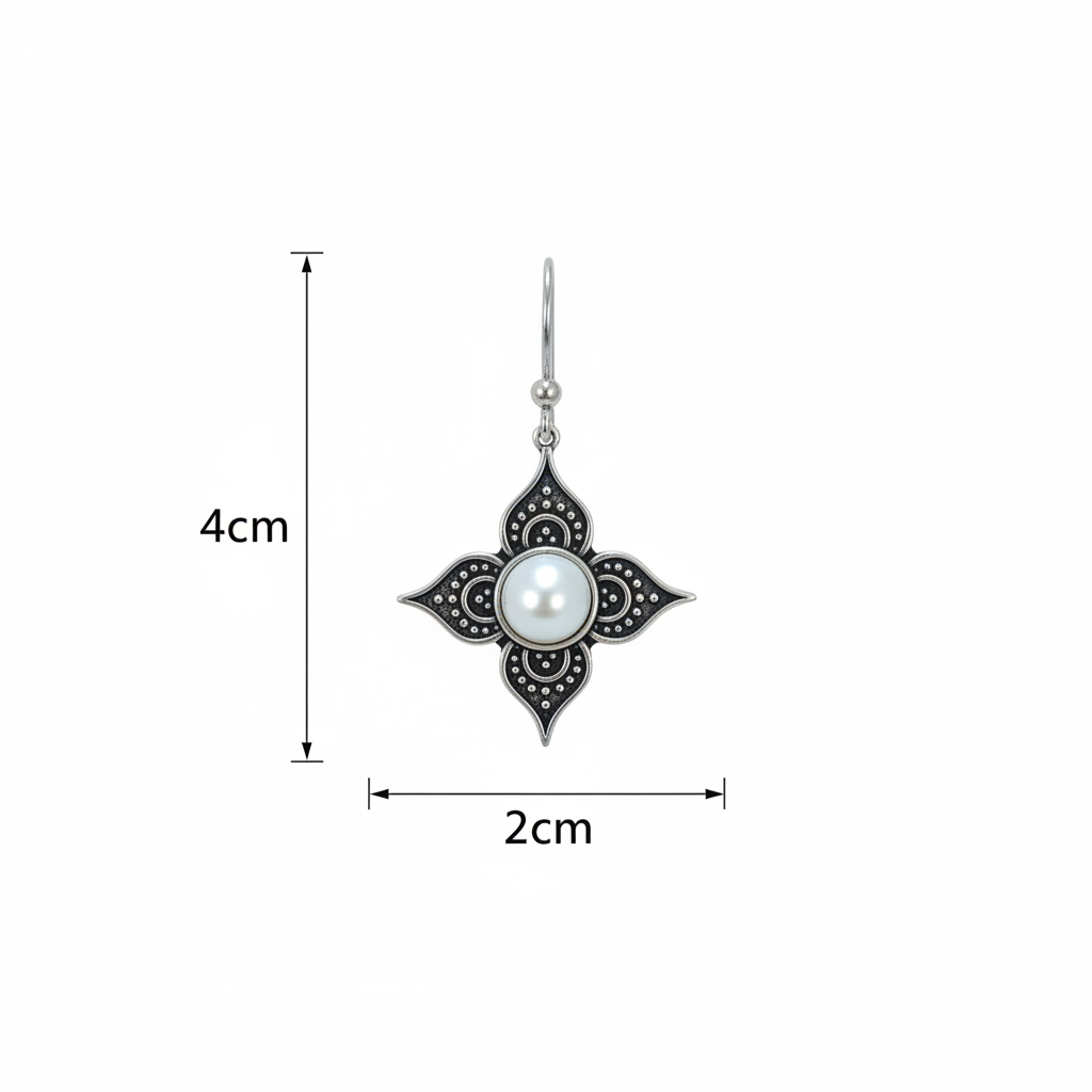 Aretes flor perla medidas 2x2cm total 4cm