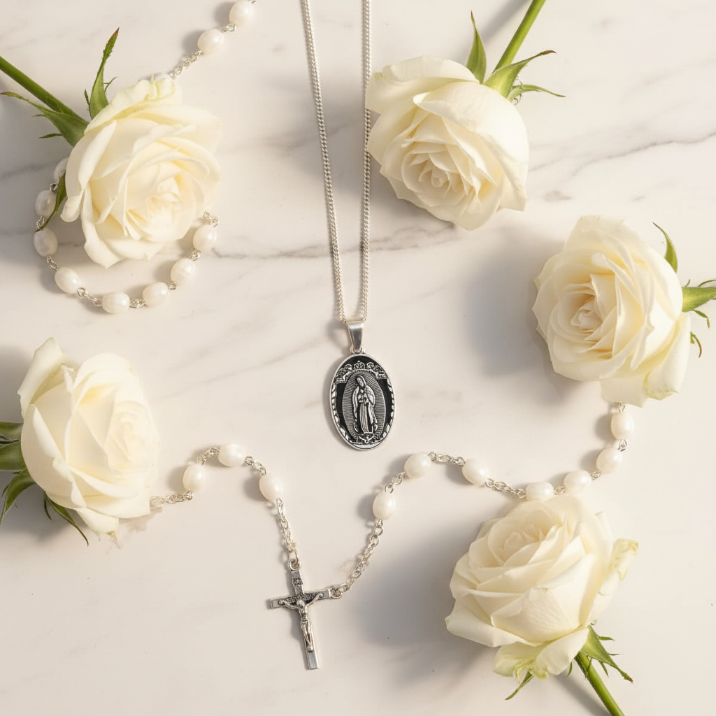 Guadalupe oval flat lay mármol rosas