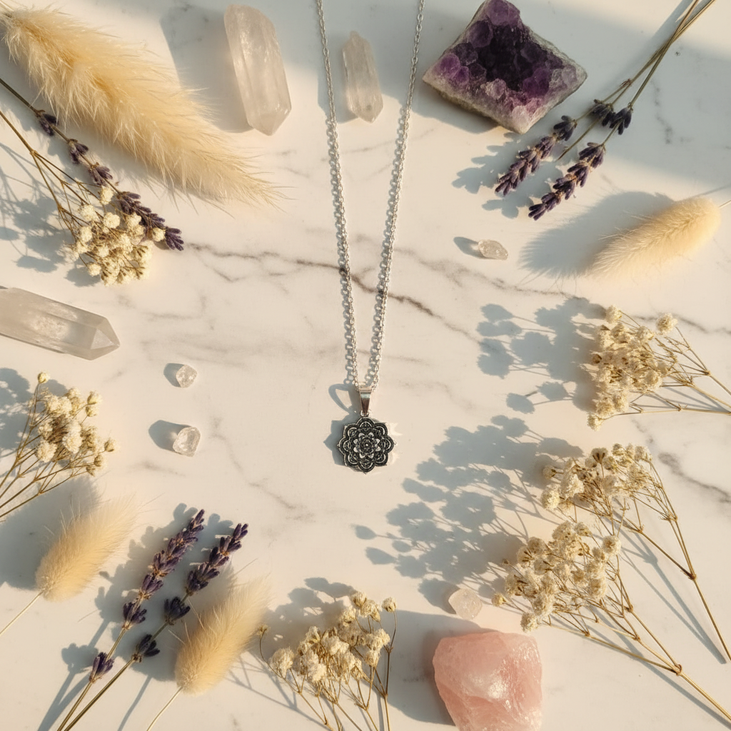 Mandala flat lay bohemio