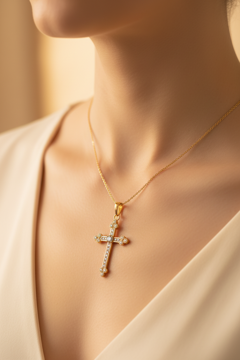 Collar cruz dorada lifestyle mujer