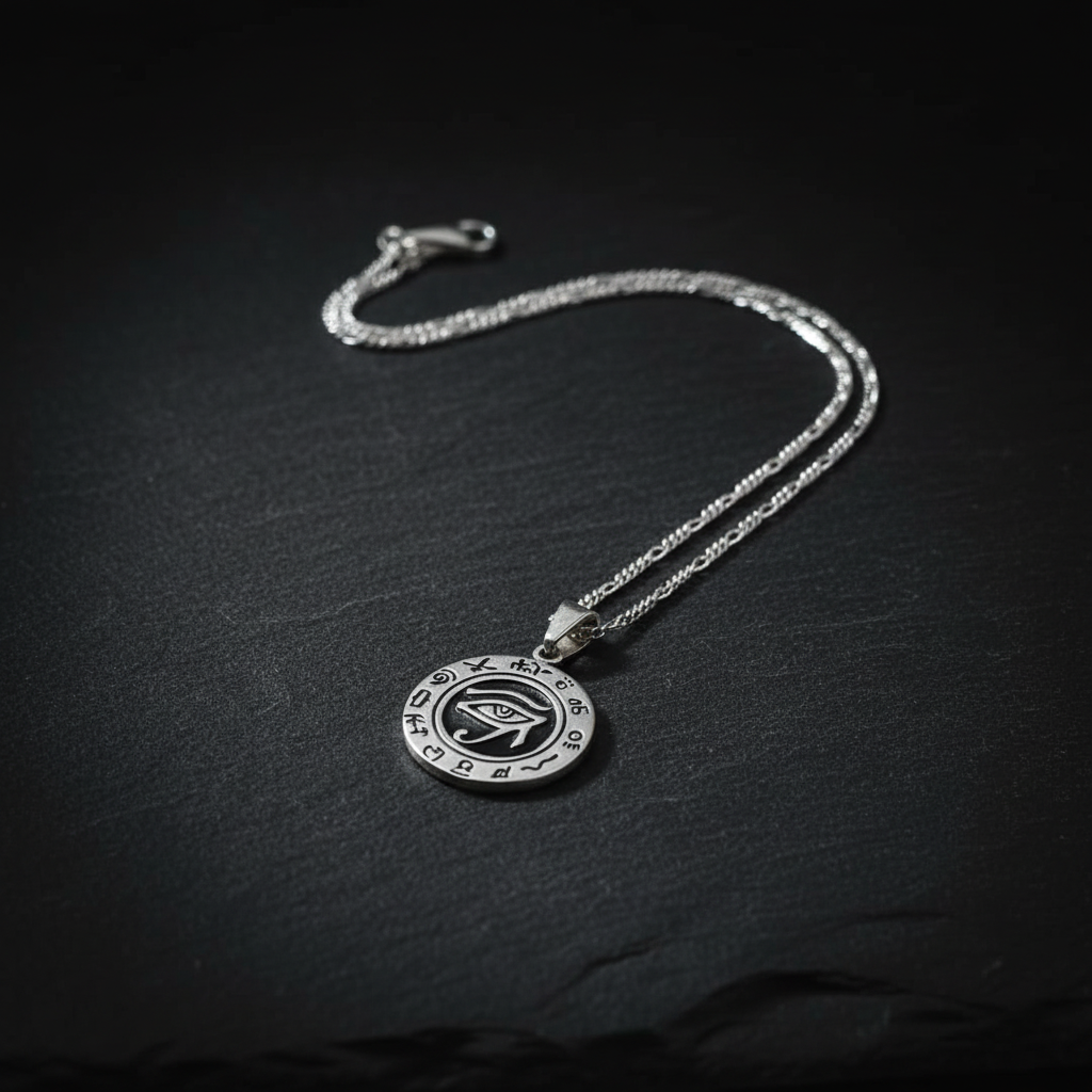 Ojo de Horus flat lay pizarra oscura