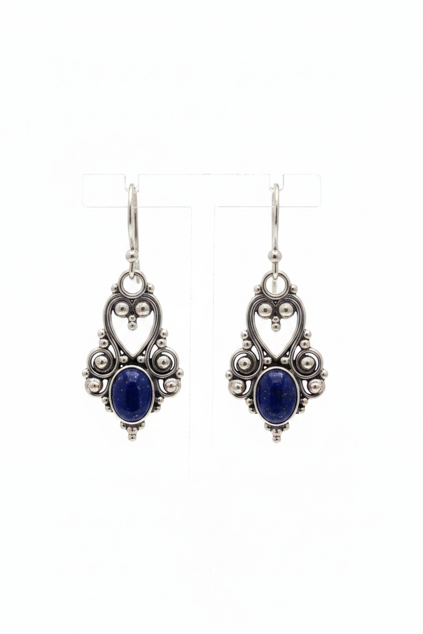 Aretes barroco lapislázuli fondo blanco