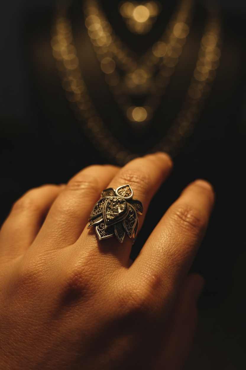 Anillo filigrana pirita lifestyle
