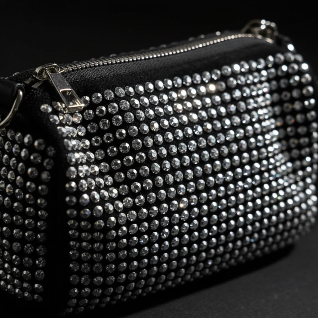 Cartera brillos macro detalle cristales